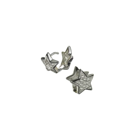 Hot Tomato Crystal Star Clip Studs - Silver/Clear