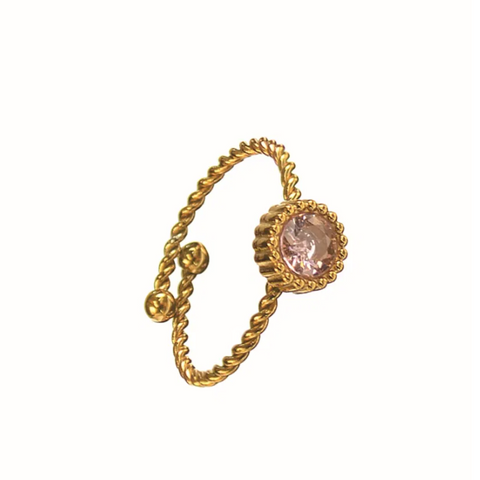 Hot Tomato Blush Gem Circle Adjustable Ring
