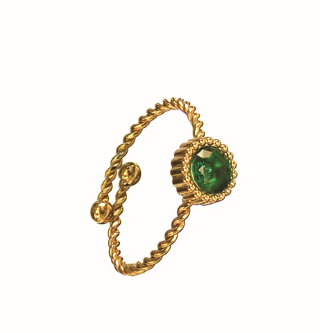 Hot Tomato Emerald Gem Circle Adjustable Ring