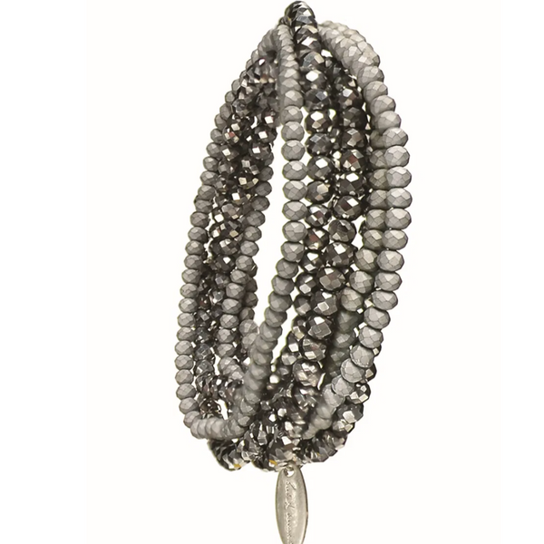 Hot Tomato Magnificent Seven Layers Bracelet - Matte/Mirror Pewter
