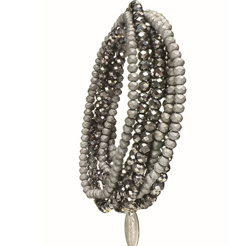 Hot Tomato Magnificent Seven Layers Bracelet - Matte/Mirror Pewter