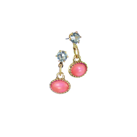 Hot Tomato Mini Oval Drop Earrings - Berry/Gold