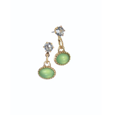 Hot Tomato Mini Oval Drop Earrings - Pacific Opal/Gold