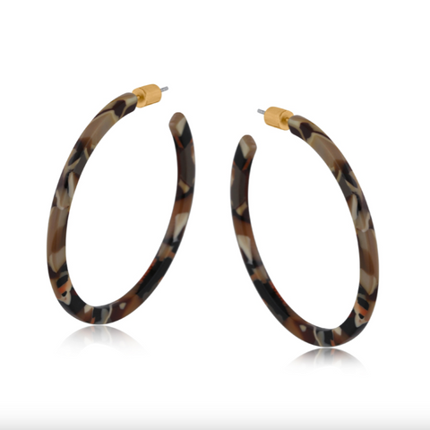 Big Metal Hortense Resin Statement Hoop Earrings - Black/Orange