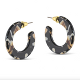 Big Metal Jessica Tiny Cut Out Hoop Earrings - Brown/Black