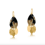 Big Metal Sophia Metal and Resin Dangle Earrings - Beige/Brown