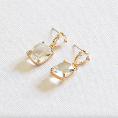Big Metal Anais Allure Stone Cut Luxe Earrings - Crystal Clear
