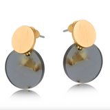 Big Metal Olivia Small Disc and Metal Earrings - Grey