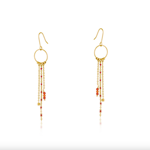 Big Metal Sonya Stainless Steel Earrings - Red