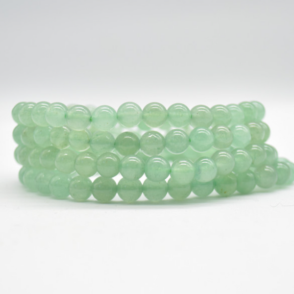 Semi Precious Gemstone Round Beaded Bracelet - Green Aventurine