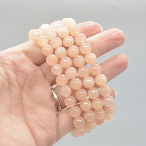 Semi Precious Gemstone Round Beaded Bracelet - Natural Pink Aventurine
