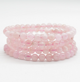 Semi Precious Gemstone Round Beaded Bracelet - Natural Rose Quartz