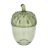 Green Glass Acorn Trinket Pot
