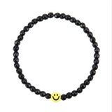 Peachy & Wild - HAPPY DAYS Smiley Bracelet - Black Jade