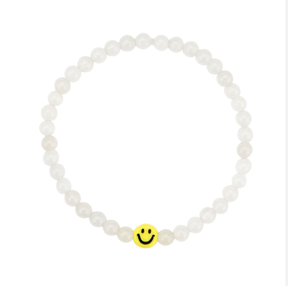 Peachy & Wild - HAPPY DAYS Smiley Bracelet - White Quartz