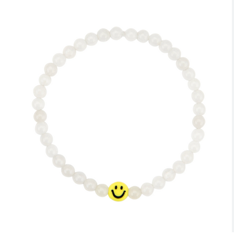 Peachy & Wild - HAPPY DAYS Smiley Bracelet - White Quartz