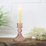 Harlequin Glass Candlestick -Blush