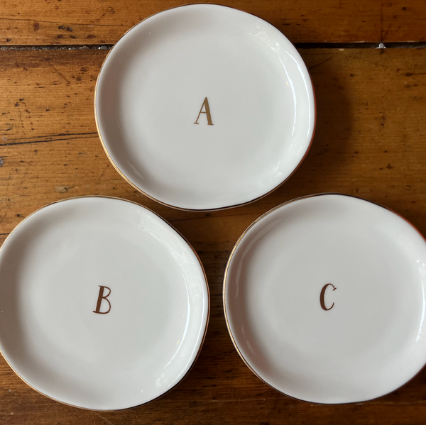 One & Eight Gold Letter Trinket Dish
