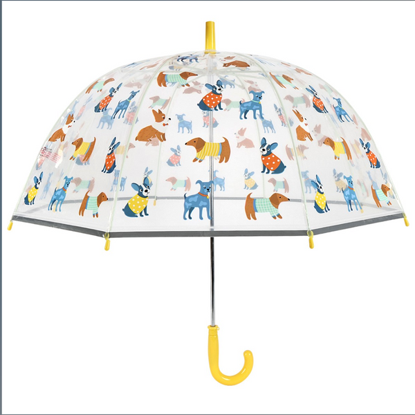 Children's Dog Print Clear Dome Umbrella