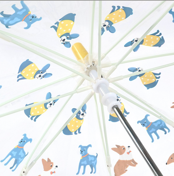 Children's Dog Print Clear Dome Umbrella
