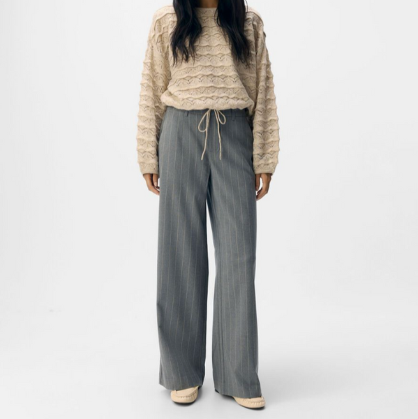Object Wide Leg Trousers - Medium Grey