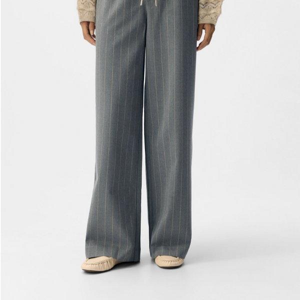 Object Wide Leg Trousers - Medium Grey