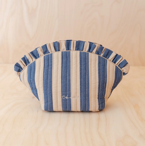 TBCO Crescent Wash Bag - Blue and Cream Stripes