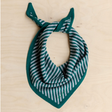 TBCo Merino Wool Triangle Scarf - Green & Charcoal Stripe