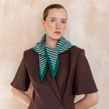 TBCo Merino Wool Triangle Scarf - Green & Charcoal Stripe