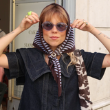 TBCo Merino Wool Triangle Scarf - Blue & Brown Stripe