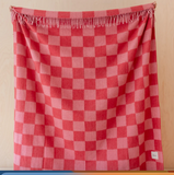 TBCO Recycled Wool Blanket - Pink and Red Checkerboard