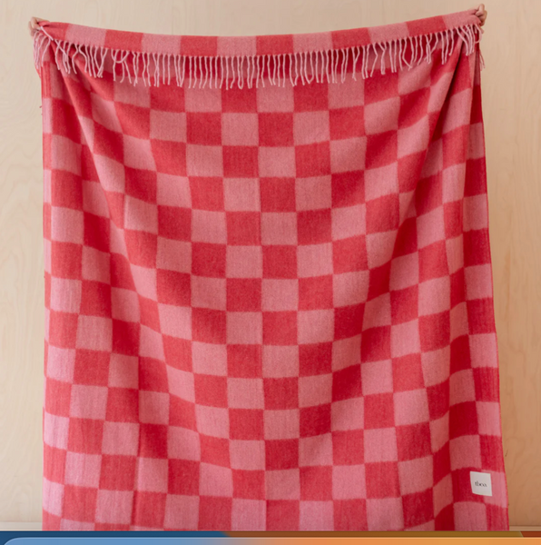 TBCO Recycled Wool Blanket - Pink and Red Checkerboard