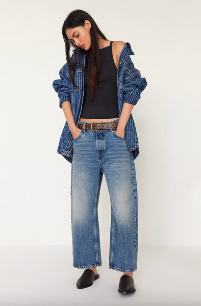 Free People Deep Trance Low Rise Boyfriend Jeans - From Beyond