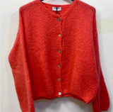 Long Sleeve Mohair Cardigan - Red
