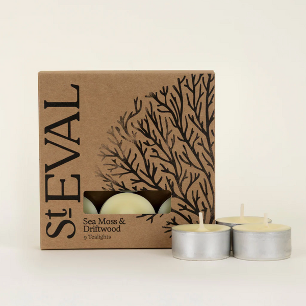 St Eval Tealights - Sea Moss & Driftwood - Pack of 9