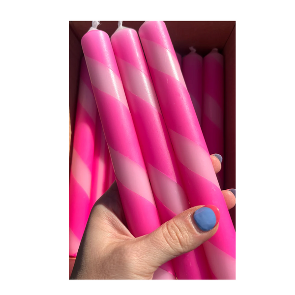 Magenta & Rose Twist Stripe Candle