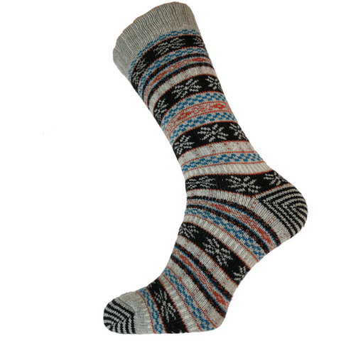 Gemjar Grey & Blue Nordic Pattern Men's Socks
