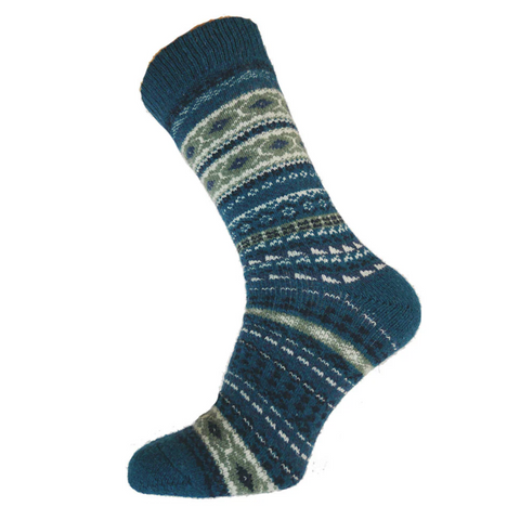 Gemjar Teal & Cream Nordic Patterned Men's Socks