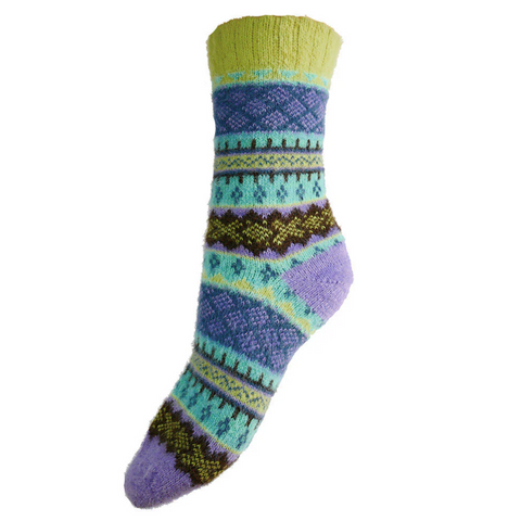 Gemjar Purple & Turquoise Scandi Patterned Socks