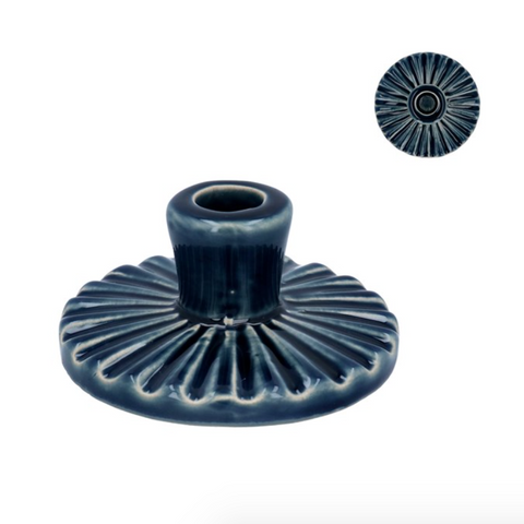Ceramic Candle Holder - Navy Round