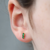 Silk Purse, Sow's Ear Cut Emerald Baguette Stud Earrings