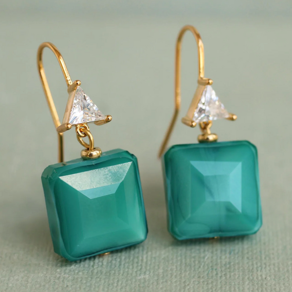 Silk Purse, Sow's Ear Turquoise Square Jewel Earrings