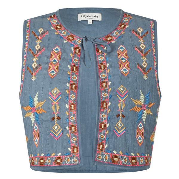 Lollys Laundry Ilsa Vest Dusty Blue