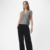 Object Diana V Neck Knit Vest - Grey Melange