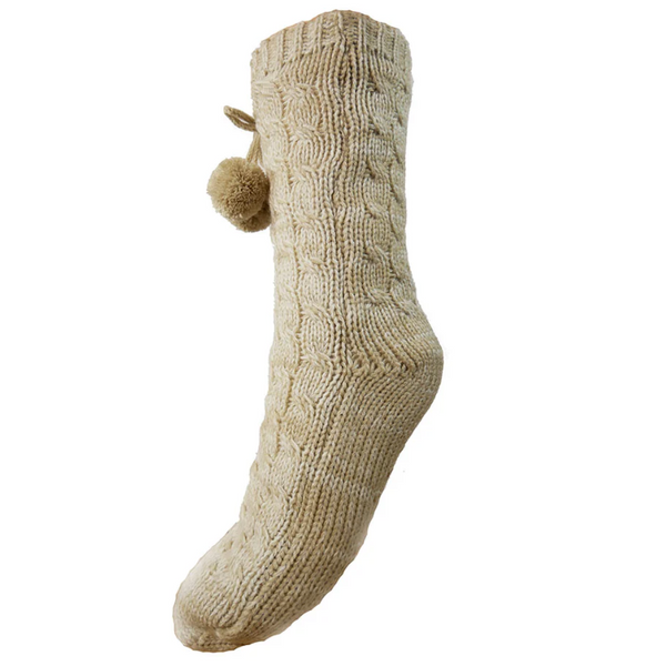 Gemjar Cream Cable Knit Slipper Socks