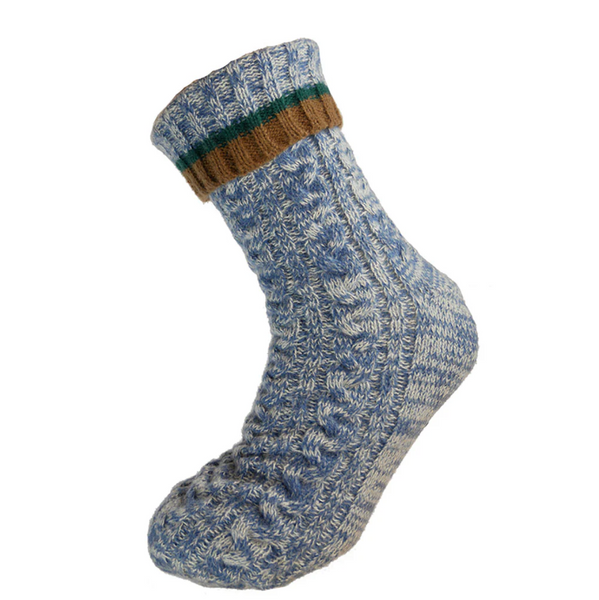 Gemjar Blue Mens Cable Knit Slipper Socks