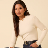 Nobody's Child Cream Ribbed Funnel Neck Lizzie Top
