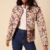 Nobody's Child Burgundy Floral Reversible Quilted Jacket