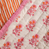 Ian Snow Carnation & Clementine Block Print Cotton Quilt