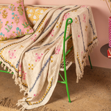 Ian Snow Rosaline Pink Flowers Embroidered Throw